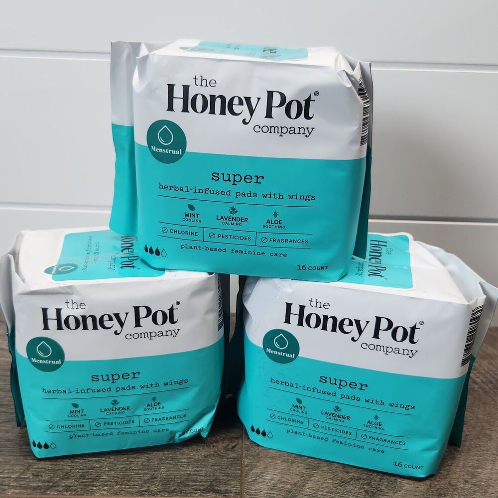 The Honey Pot Company Organic Cotton Super Pads Wings Cooling Herbs 48 ct